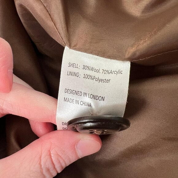 Anthropologie Plaid Wool Trench Jacket Pea Coat Preppy Fall Winter Quiet Luxury - Picture 5 of 9